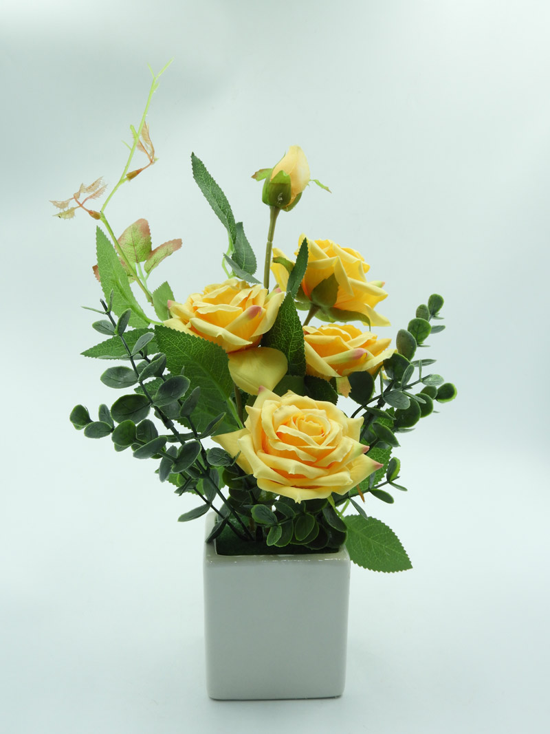 Buy Artificial flowers floral arrangements for the center of the kitchen  table, artificial silk flowers for decoration of the room, White - babazam