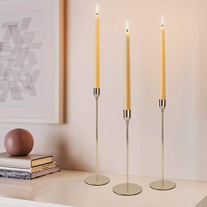 Candle Holder Gold Taper Candles 4pcs Candle Stands Decorative