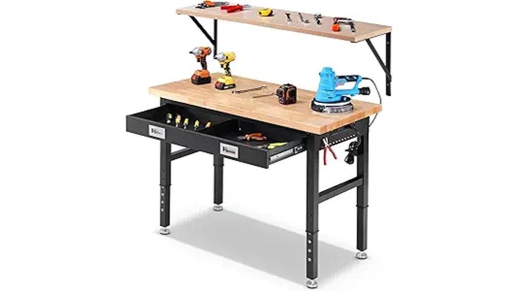 adjustable work bench with storage