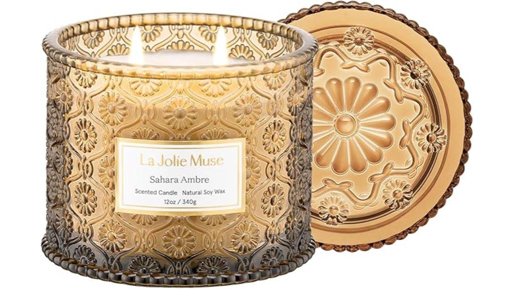 amber scented soy candle