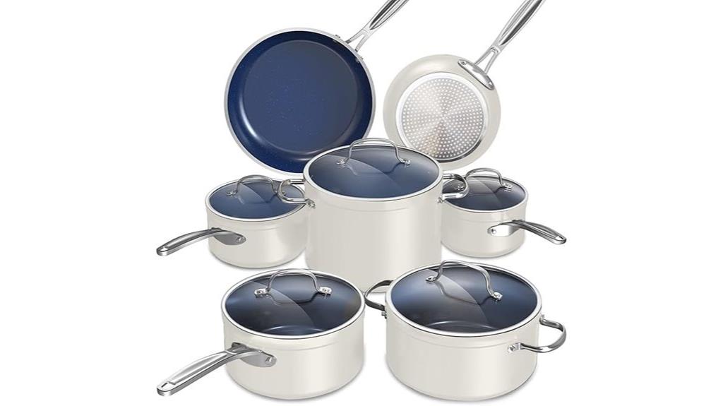 blue ceramic cookware set