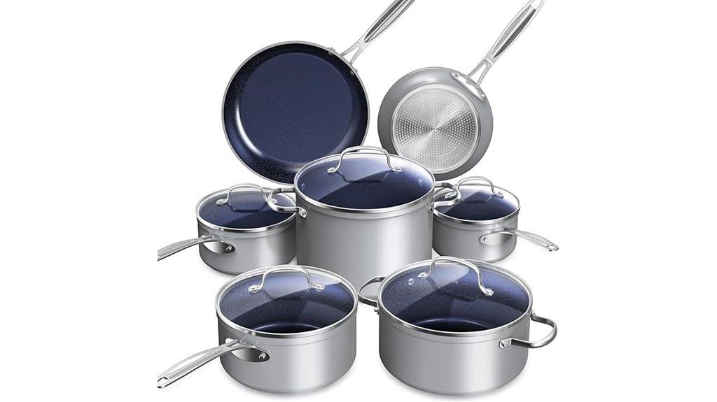 blue ceramic nonstick cookware