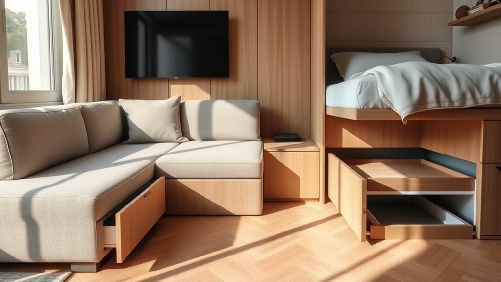concealed storage in furniture