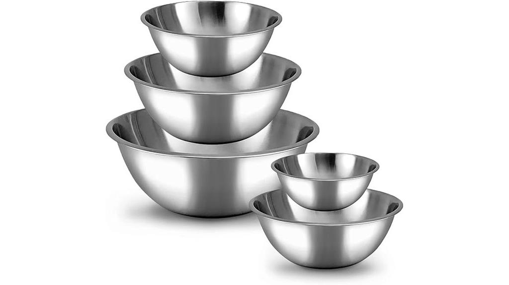 five piece stainless bowls