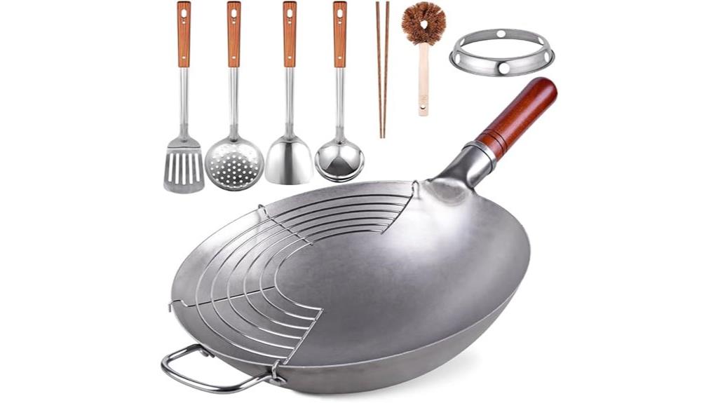 hand hammered carbon steel wok