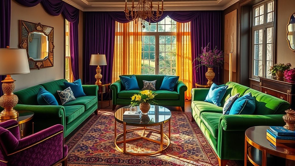 jewel tones dominate interiors