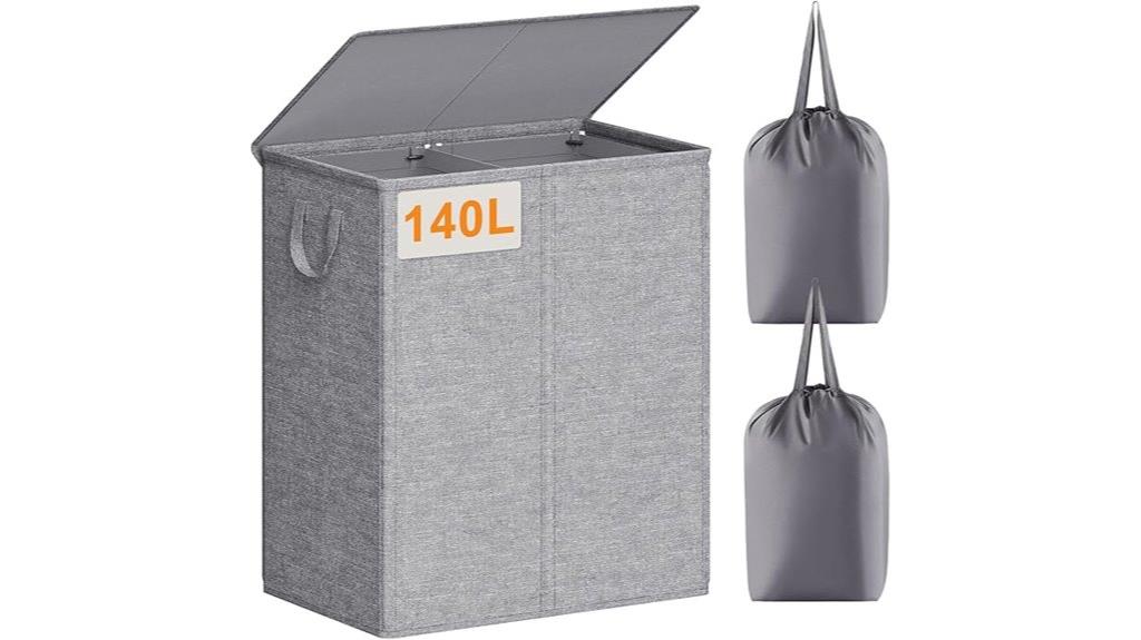 large dual section laundry hamper