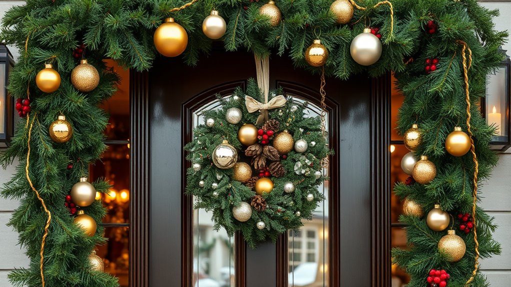 layered greenery with ornaments