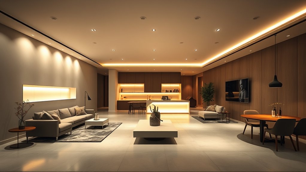 layered lighting defines zones