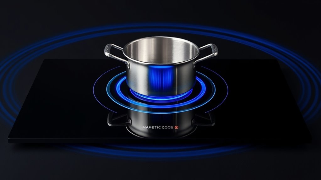 magnetic induction heats cookware