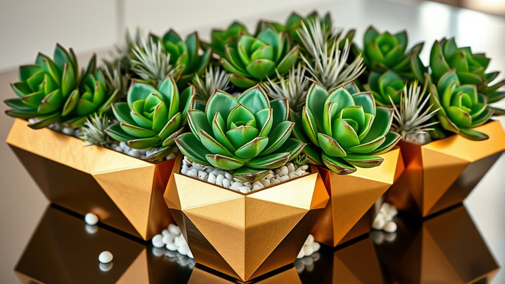 modern metallic succulent arrangements
