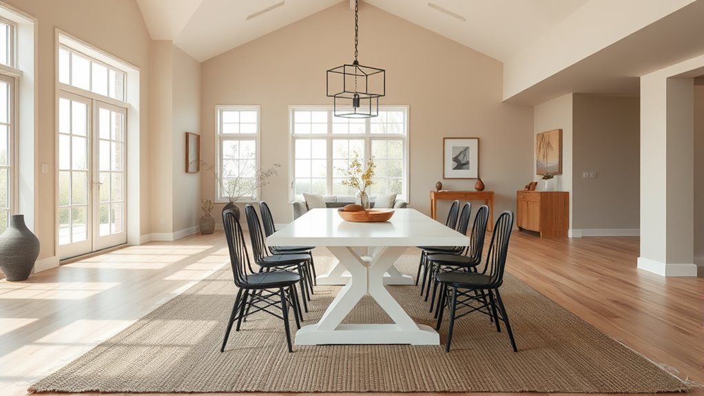 neutral tones with contrasting accents