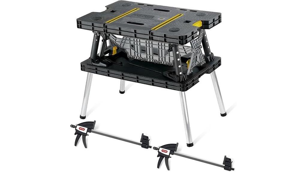 portable work table with clamps