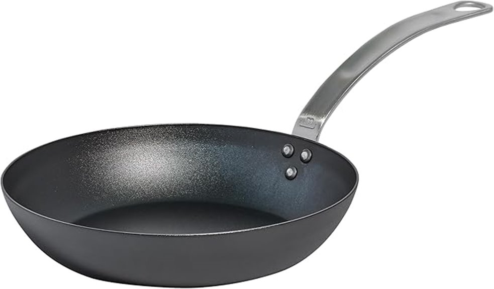 seasoned carbon steel frying pan