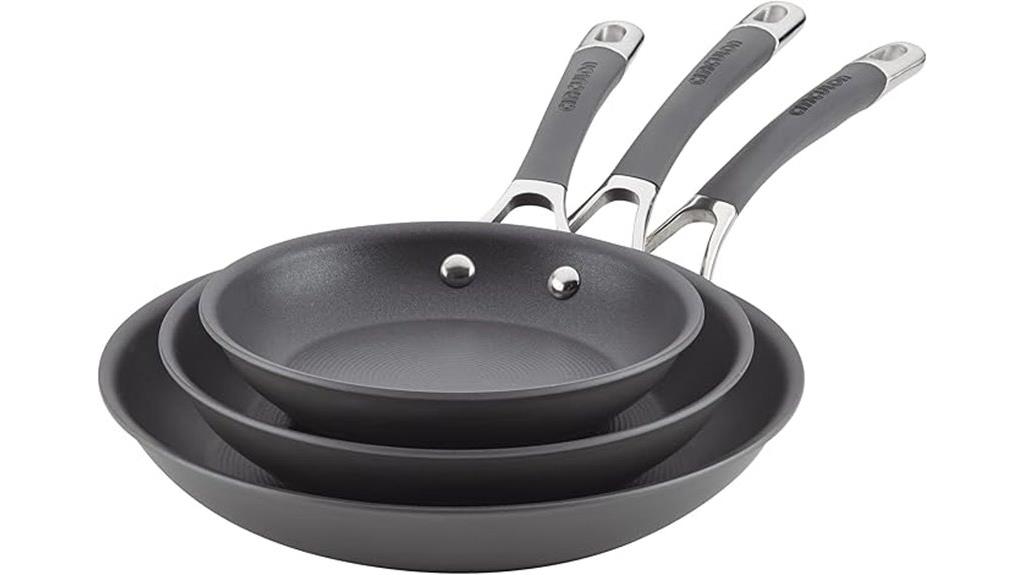 set of three fry pans