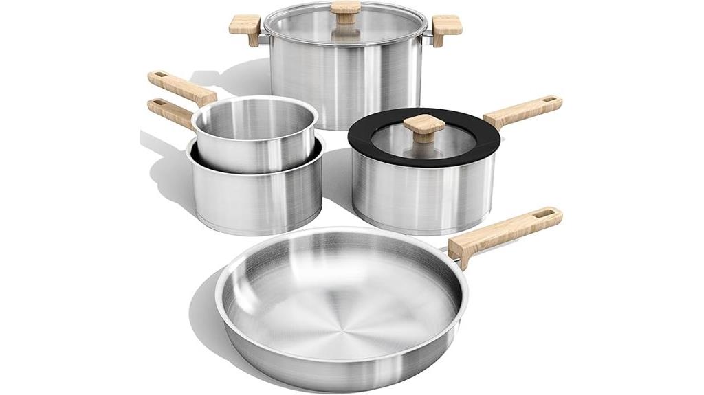 seven piece stainless cookware