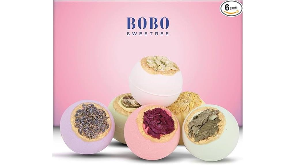 six organic flower bath bombs