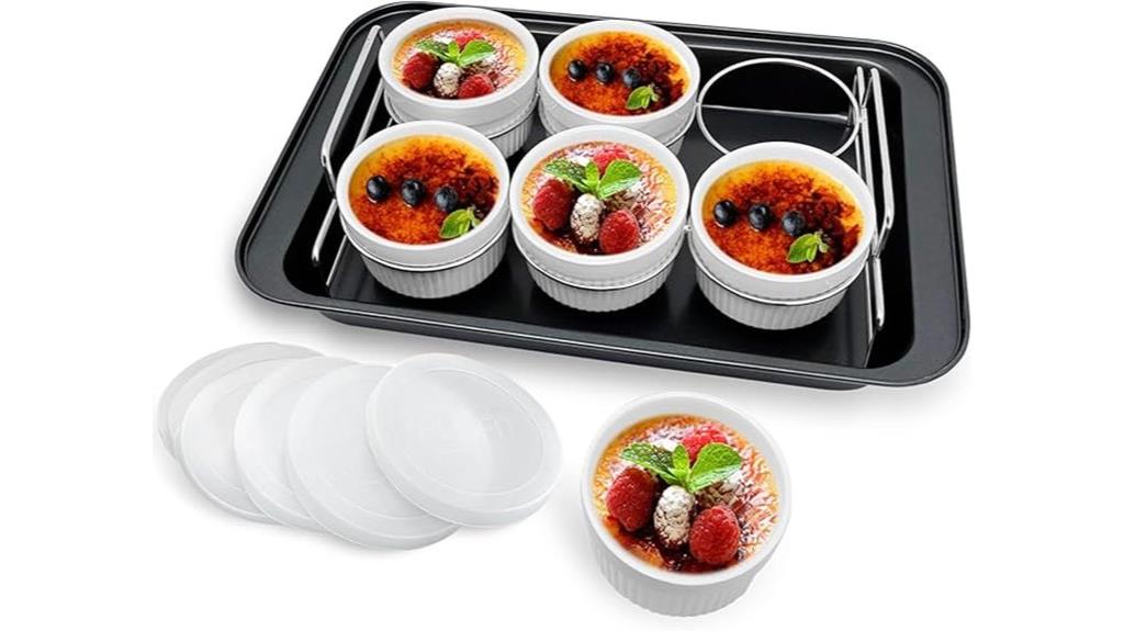 six ramekins with lids