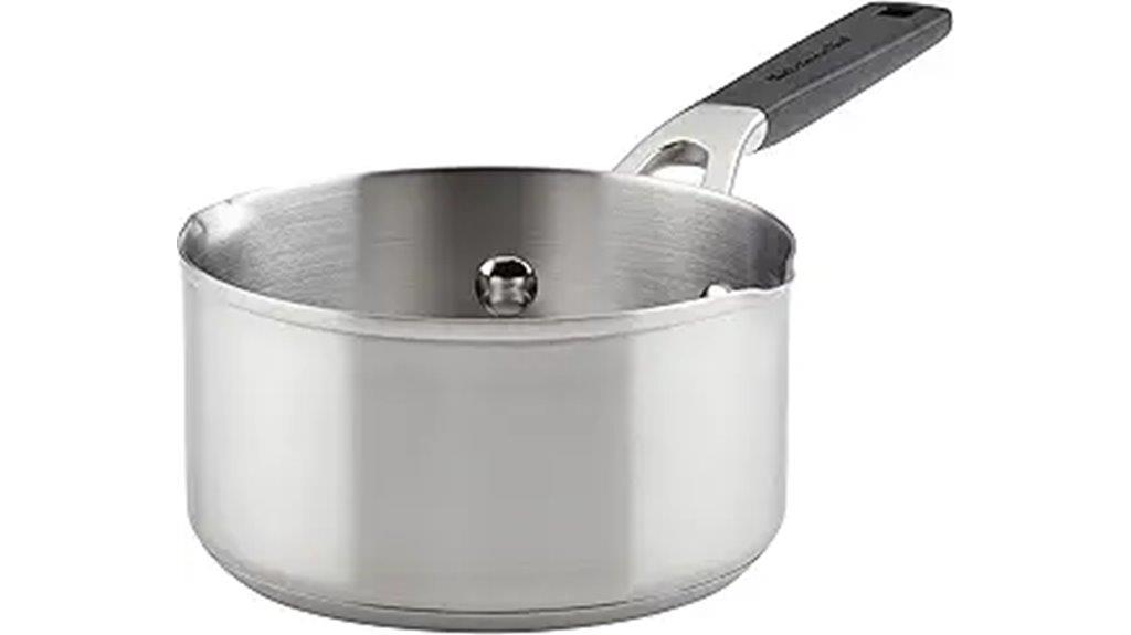 stainless steel saucepan with spouts