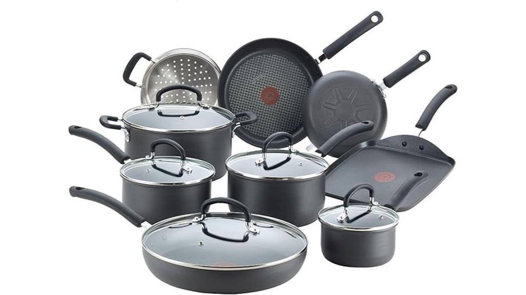 t fal 14 piece cookware set