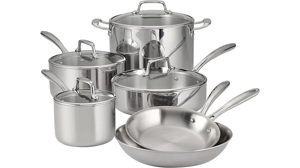 ten piece stainless cookware set