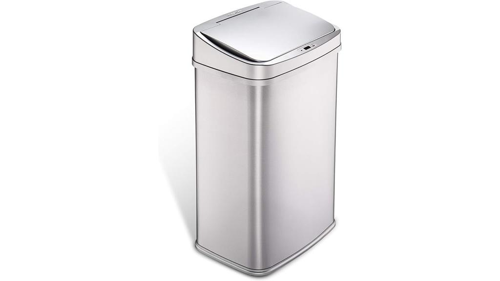 touchless 13 gallon silver trash