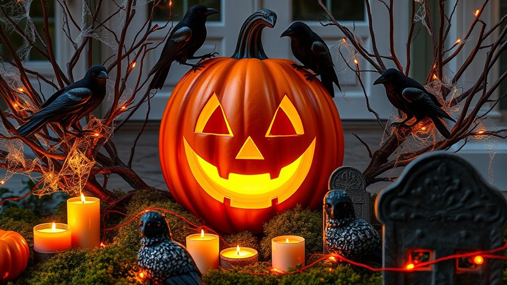 vibrant glittery halloween decor