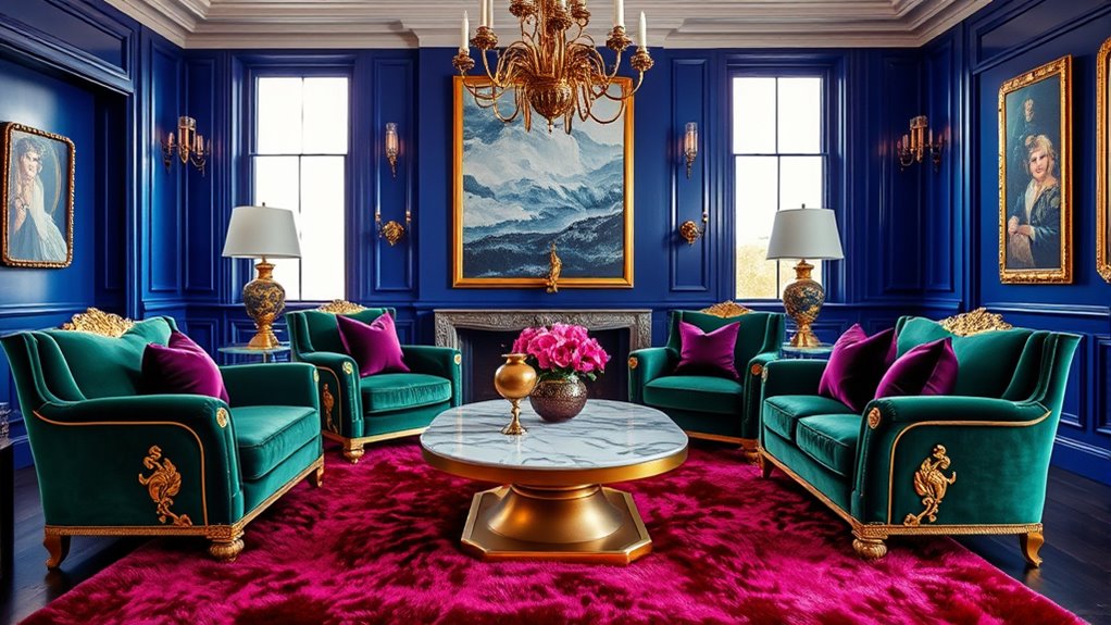 vibrant jewel tone interiors