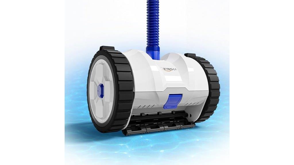 blue and white pool vacuum