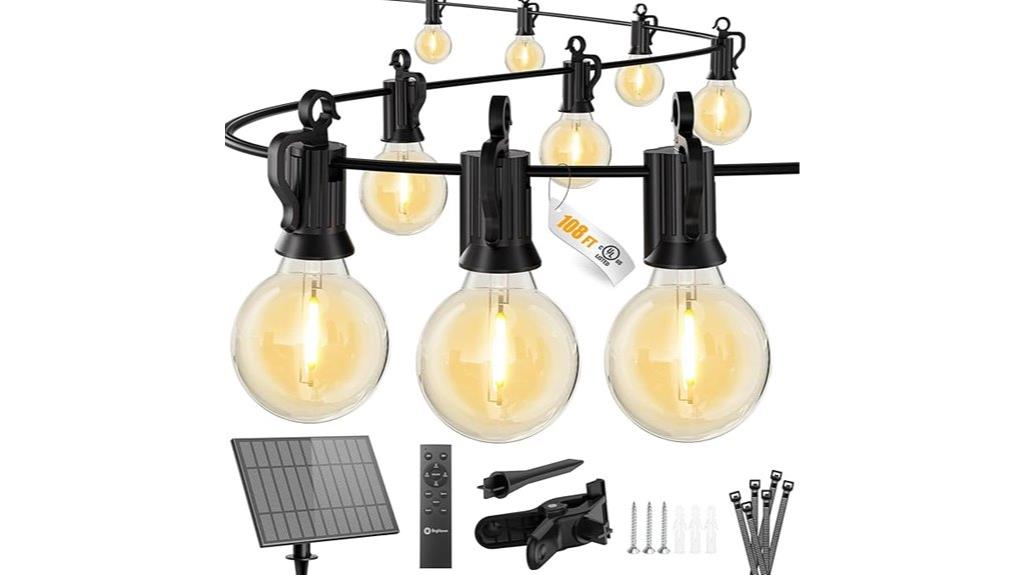 108ft outdoor solar string lights
