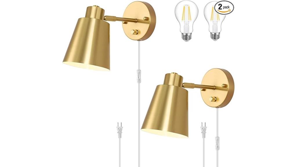 adjustable gold dimmable sconces
