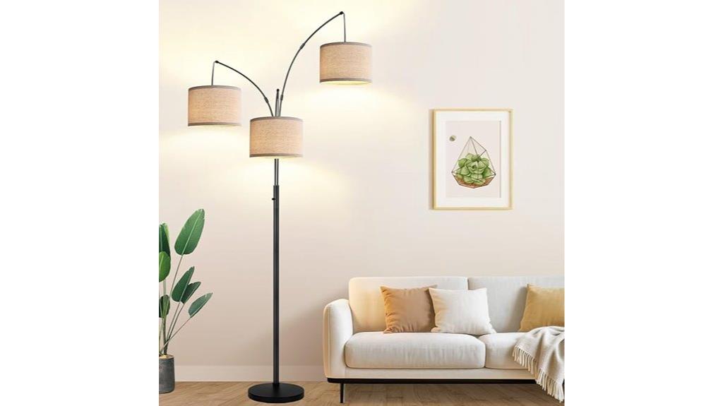 adjustable three light beige lamp