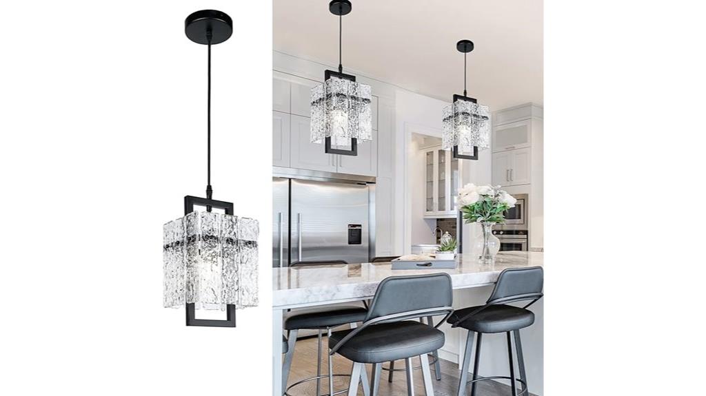 black crystal pendant light