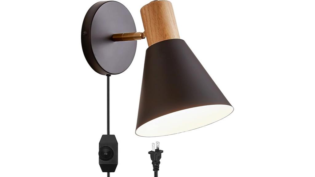 black dimmable wood sconce