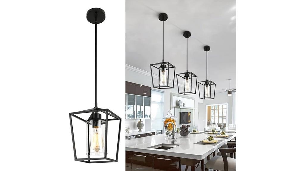 black pendant with glass