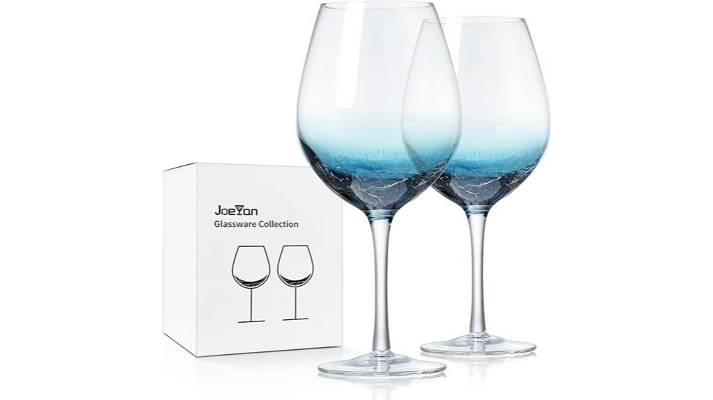 blue crackle wine glasses
