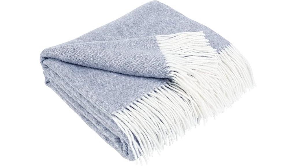 blue herringbone cashmere blanket