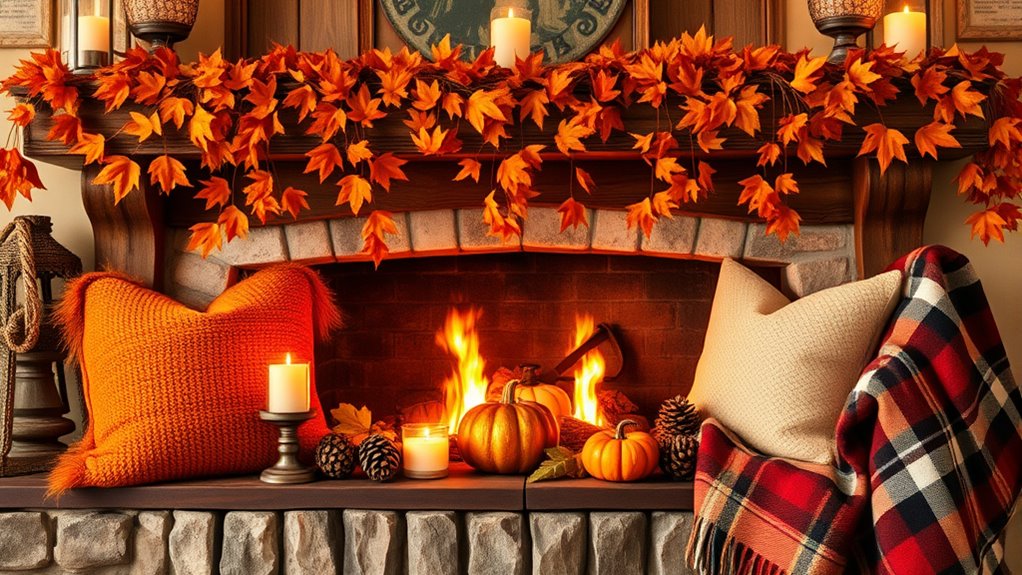 cozy autumn fireplace decor