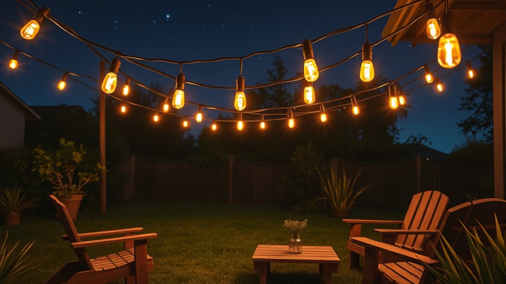 cozy backyard outdoor lighting