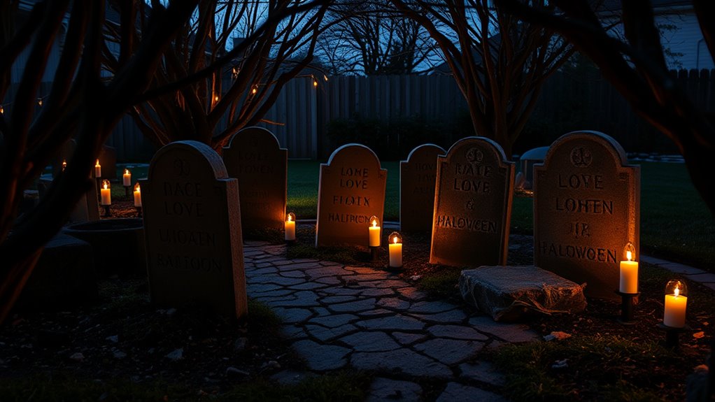 create spooky graveyard scene