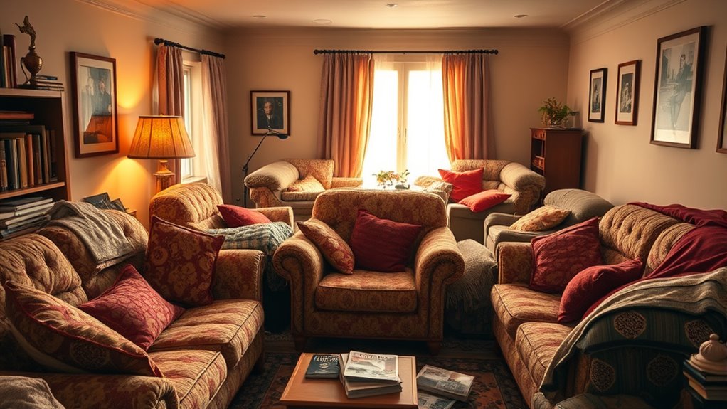 crowded living room stress