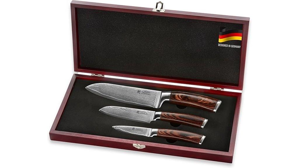 damascus kitchen knife set