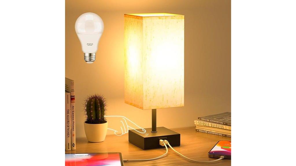 dimmable usb c nightstand lamp