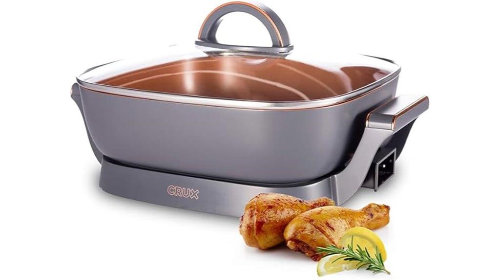 electric skillet with lid