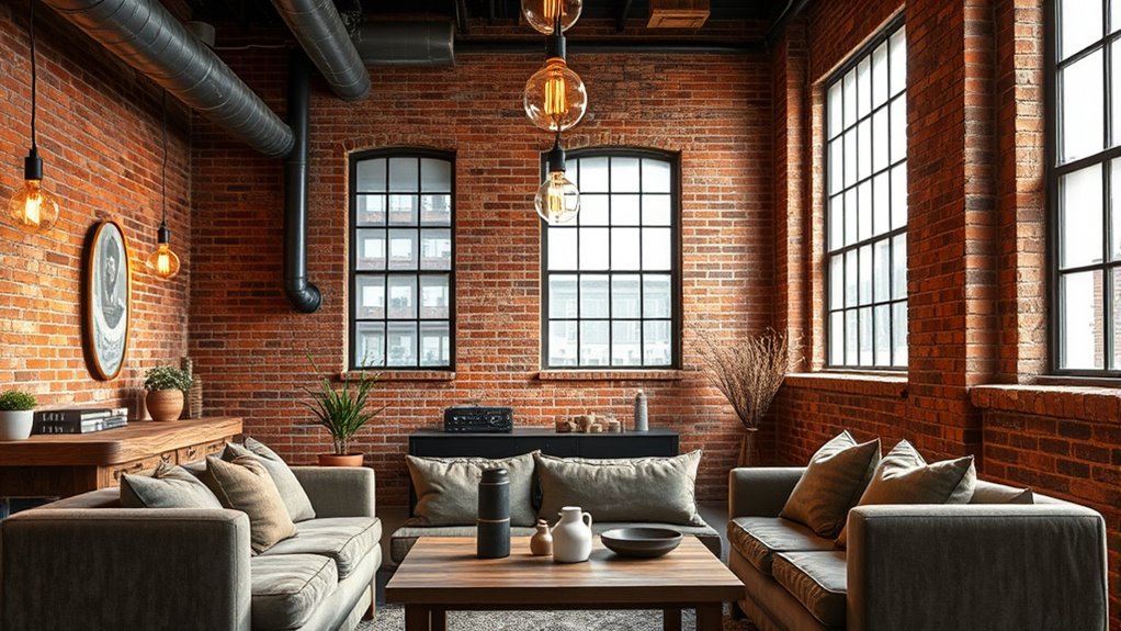 exposed brick warehouse lighting