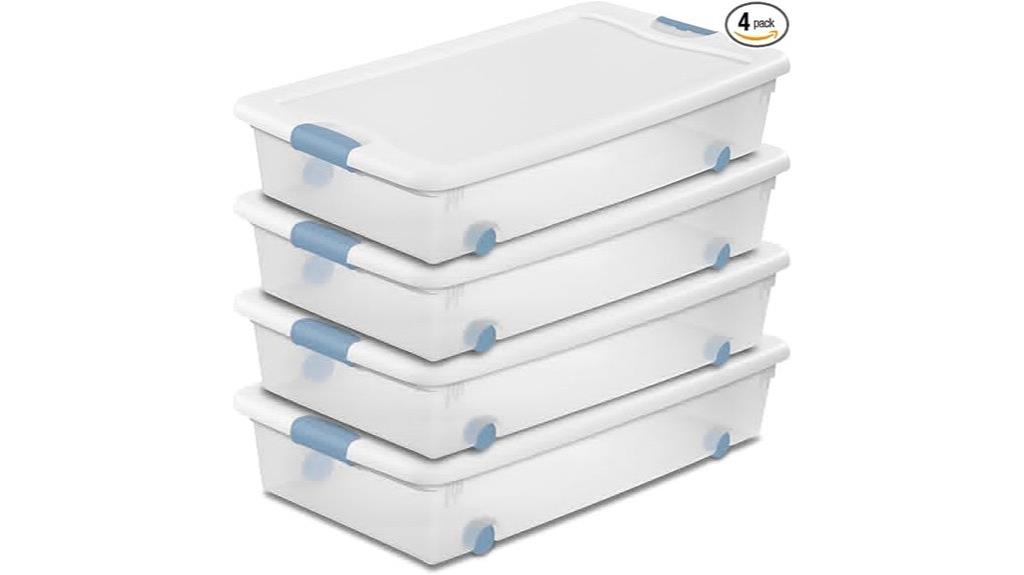four pack wheeled storage boxes