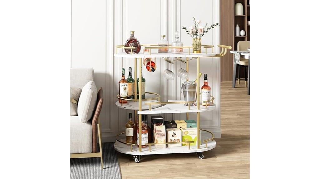 gold bar cart shelves