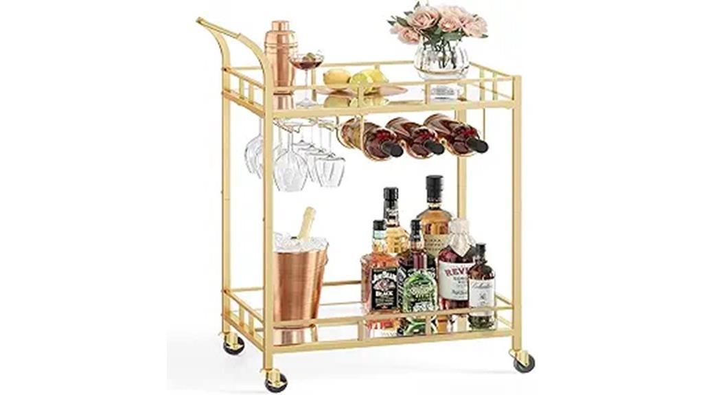 gold bar cart with mirrors