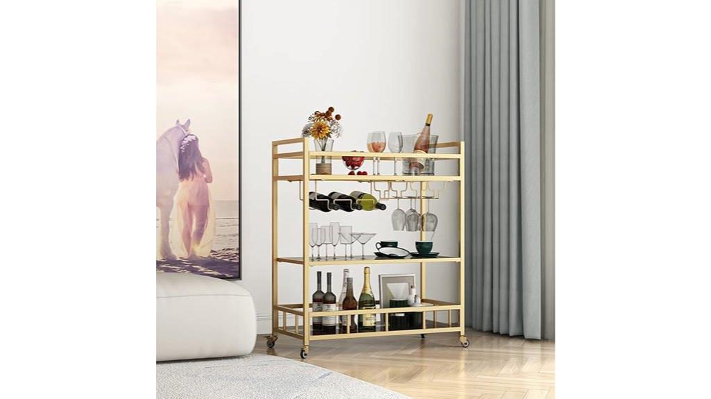 gold bar cart with storage