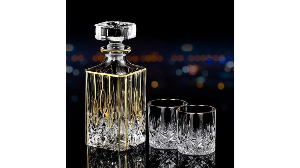 gold hand painted decanter set
